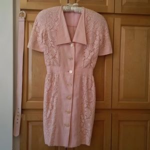 VALENTINO NIGHT Pink Lace Dress - Size 6 - Vintage